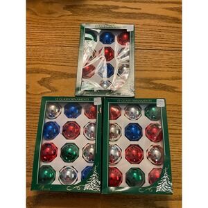 Rauch 36 Glass Ornaments Red Blue Green Silver Christmas Holiday Decor